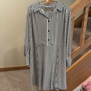 H&M Black and White Striped Long Sleeve Dress